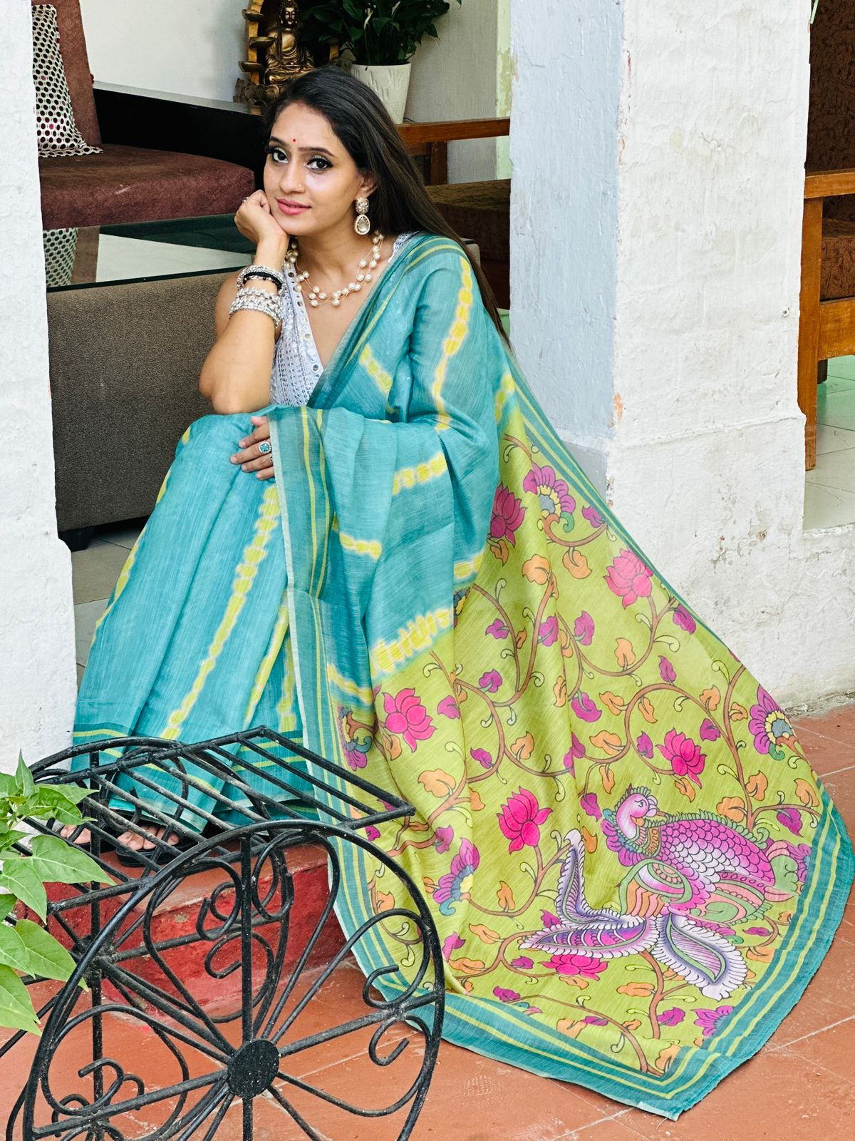 Digital Printed Cotton Silk Tissue Saree