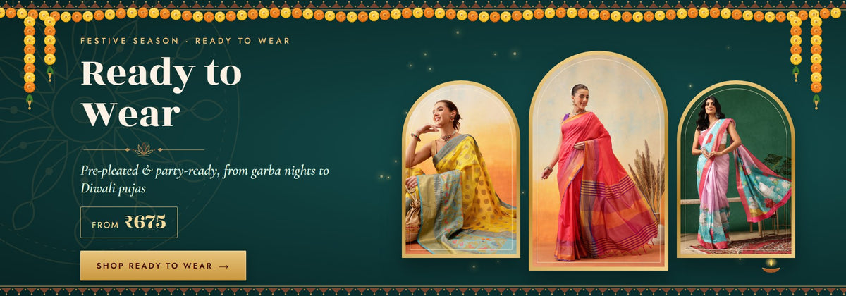 Ready to wear sarees for the festive season, from ₹675